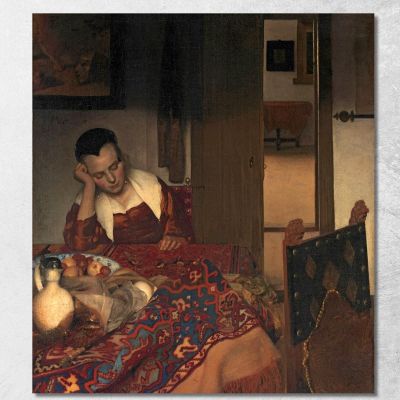 Young Women Sleeping Jan Vermeer, jvr38 ภาพพิมพ์บนผ้าใบแคนวาส