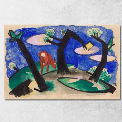 Landscape With A Red Animal Franz Marc fmr29 canvas print 