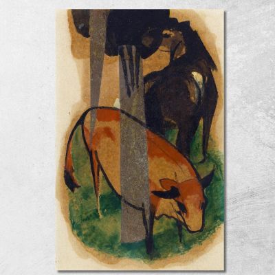 Red Horse And Yellow Cattle Black-Brown Horse And Yellow Cattle Franz Marc fmr40 canvas print 