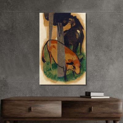 Red Horse And Yellow Cattle Black-Brown Horse And Yellow Cattle Franz Marc fmr40 canvas print 