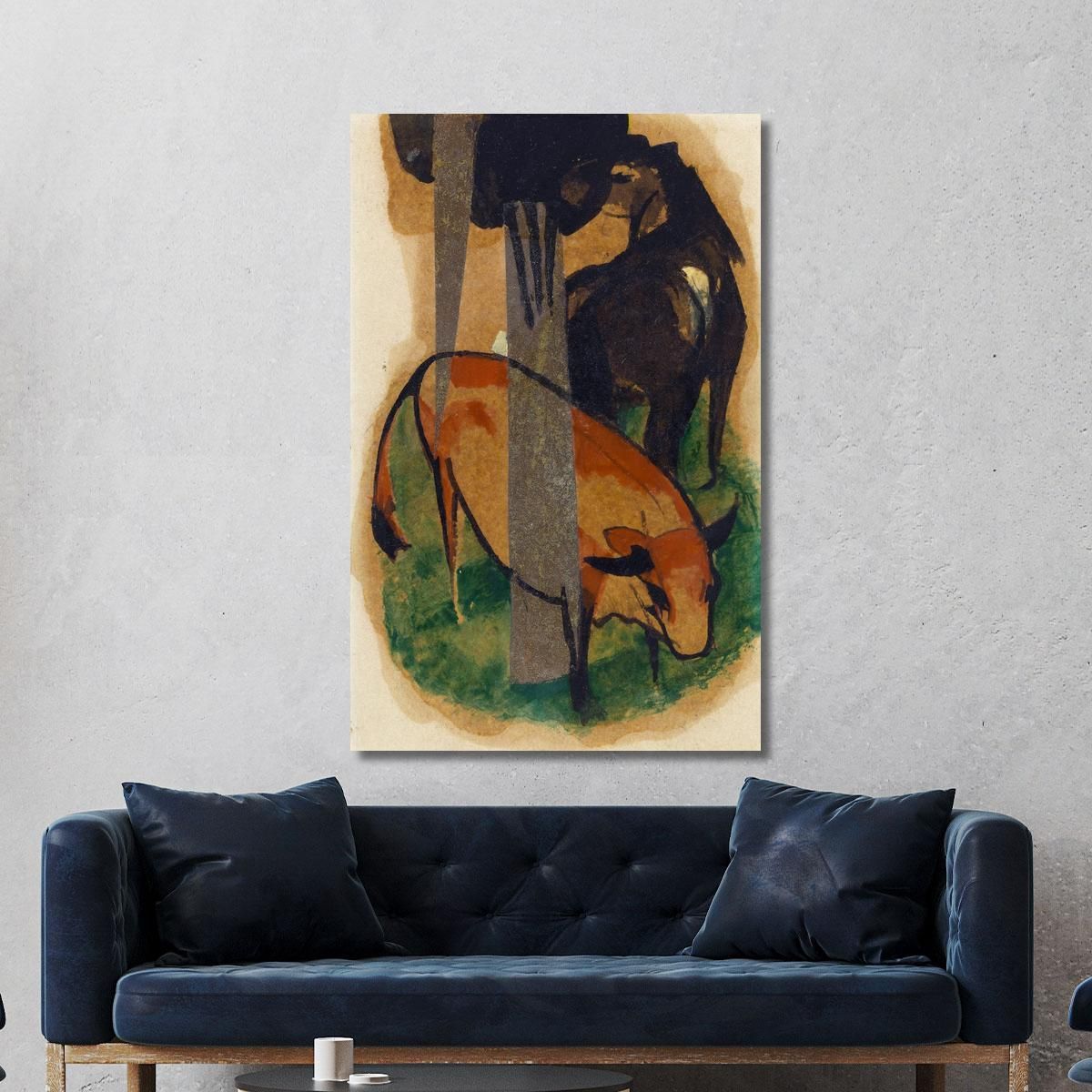 Red Horse And Yellow Cattle Black-Brown Horse And Yellow Cattle Franz Marc fmr40 canvas print 