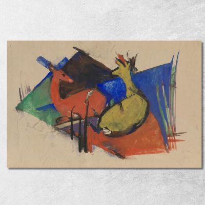 Two Deer Lying Down Franz Marc fmr62 canvas print 