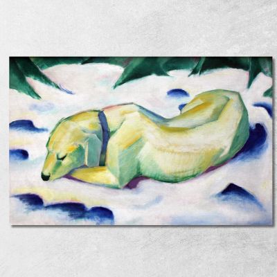 Dog Lying In The Snow Franz Marc fmr80 canvas print 