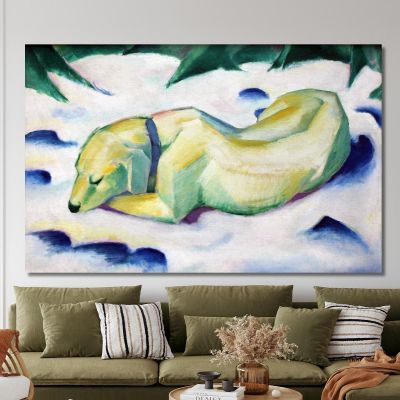 Dog Lying In The Snow Franz Marc fmr80 canvas print 