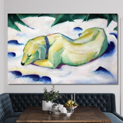 Dog Lying In The Snow Franz Marc fmr80 canvas print 