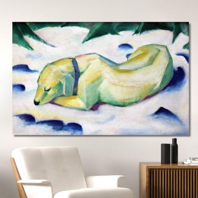 Dog Lying In The Snow Franz Marc fmr80 canvas print 