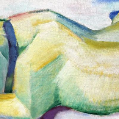 Dog Lying In The Snow Franz Marc fmr80 canvas print