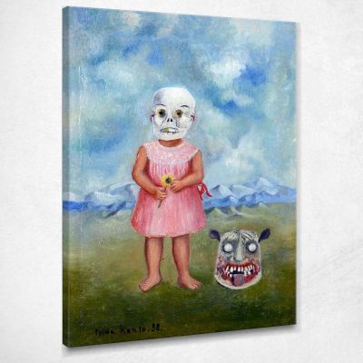 Girl With Death Mask Frida Khalo fka6 canvas print 