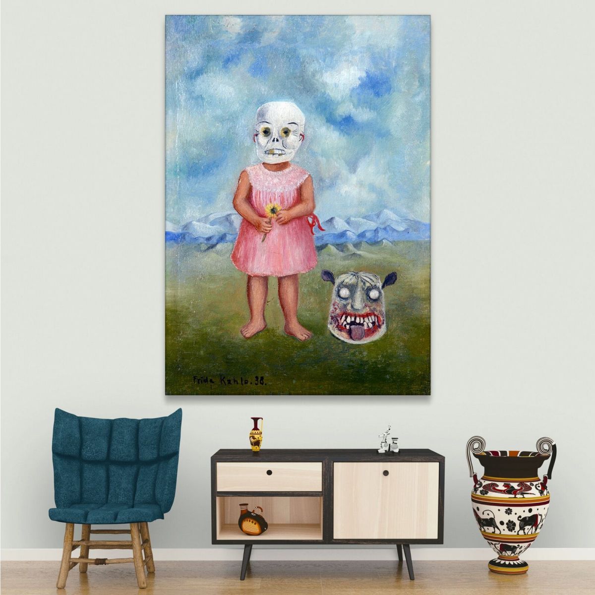 Girl With Death Mask Frida Khalo fka6 canvas print 