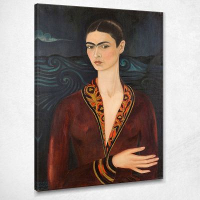 Self-Portrait In Velvet Dress Frida Khalo fka18 canvas print 