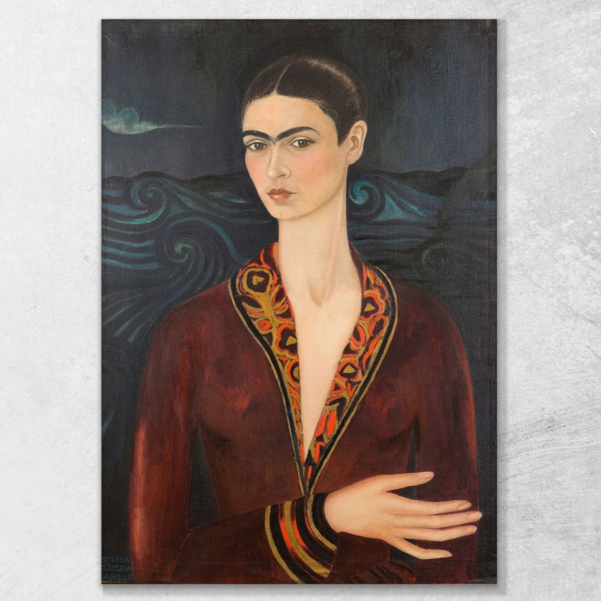 Self-Portrait In Velvet Dress Frida Khalo fka18 canvas print 