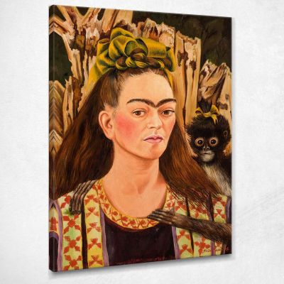 Self-Portrait With Monkey Frida Khalo fka21 canvas print 