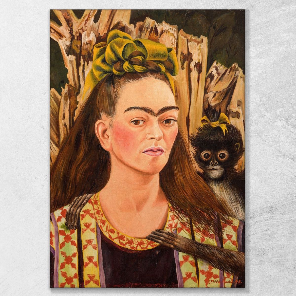 Self-Portrait With Monkey Frida Khalo fka21 canvas print 