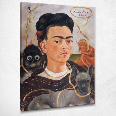 Self-Portrait With Small Monkey Frida Khalo fka22 canvas print 