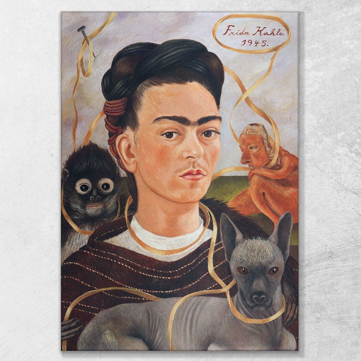 Self-Portrait With Small Monkey Frida Khalo fka22 canvas print 