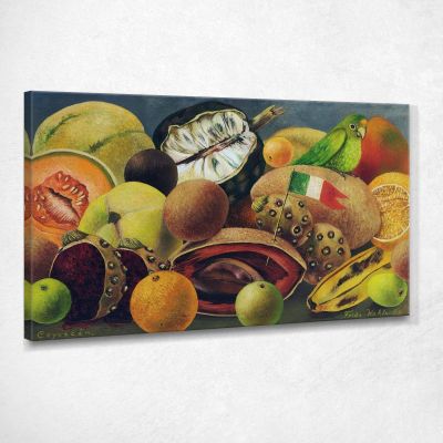 Still Life With Parrot And Flag Frida Khalo fka25 canvas print 