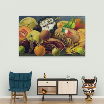 Still Life With Parrot And Flag Frida Khalo fka25 canvas print 