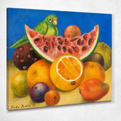 Still Life With Parrot And Fruit Frida Khalo fka26 canvas print 