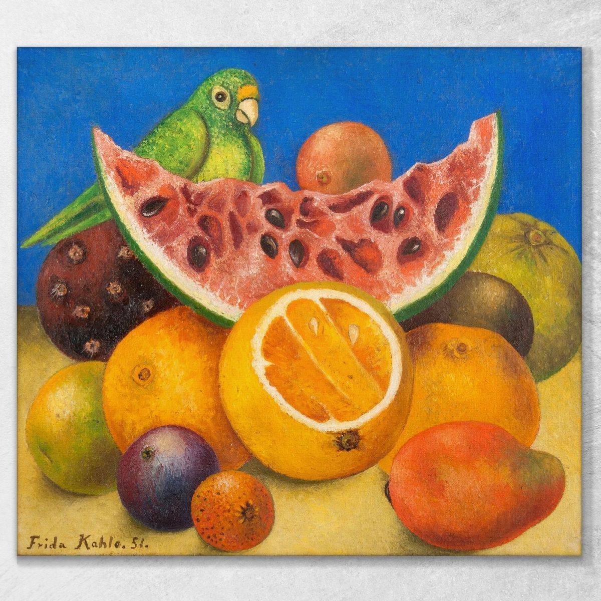 Still Life With Parrot And Fruit Frida Khalo fka26 canvas print 