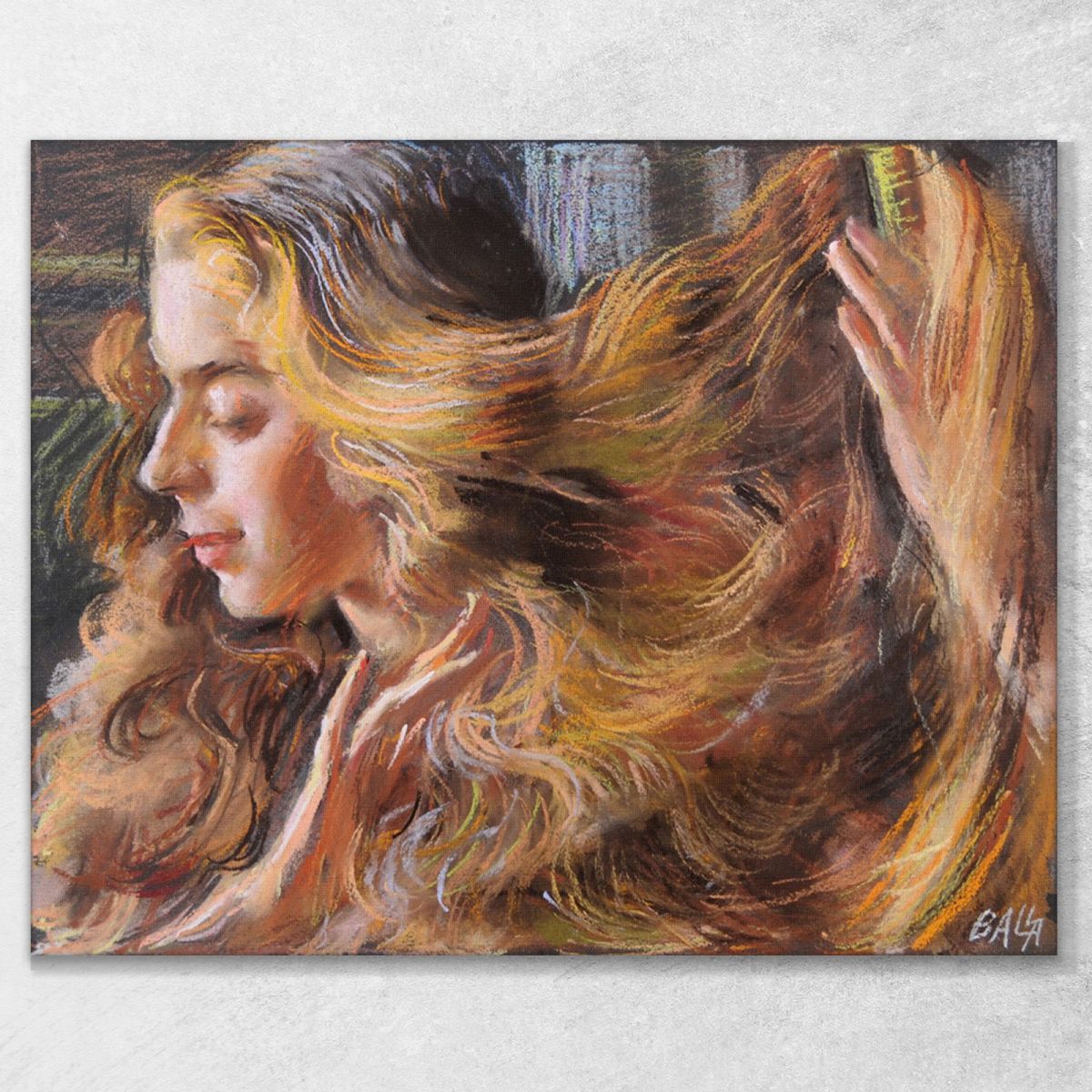 Portrait Of Elica (Blonde Girl-Wave Of Hair-Golden Reflections) Giacomo Balla gb17 canvas print 
