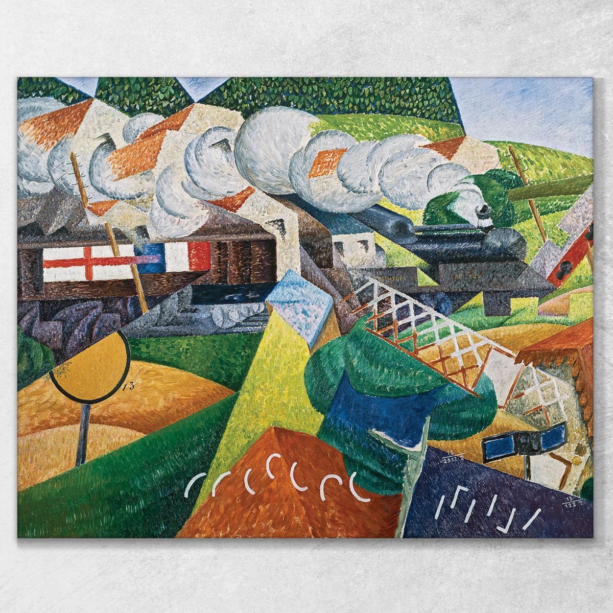 The Red Cross Train Passing Through The Village Gino Severini gs8 canvas print 