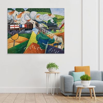 The Red Cross Train Passing Through The Village Gino Severini gs8 canvas print 