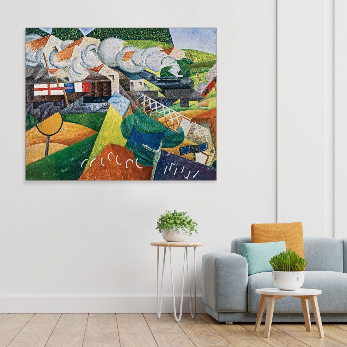 The Red Cross Train Passing Through The Village Gino Severini gs8 canvas print 