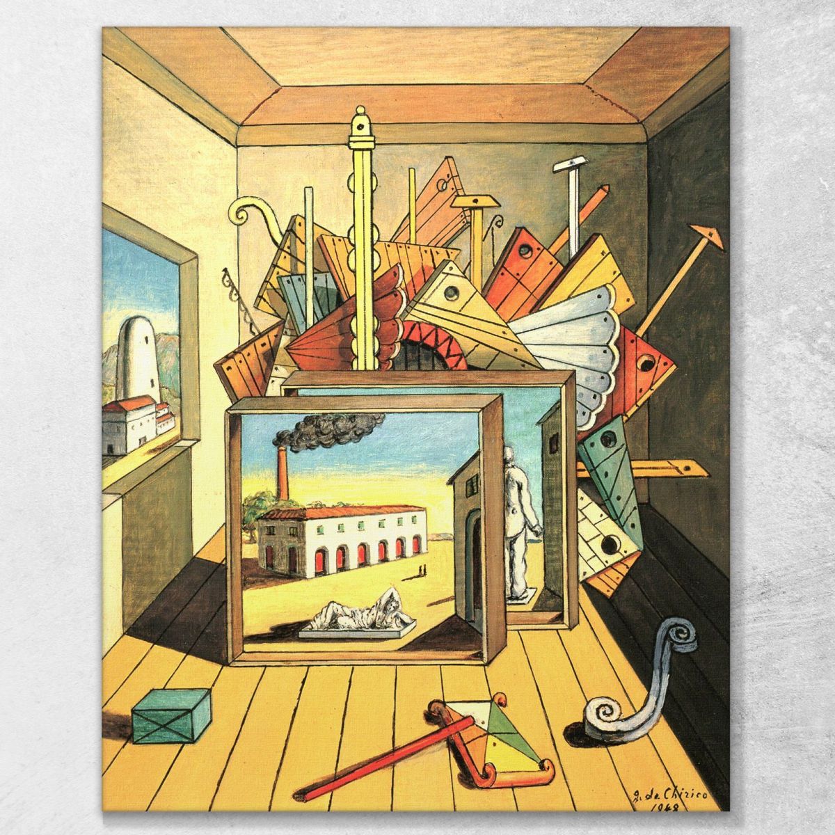 Metaphysical Interior With Factory Giorgio De Chirico gdc12 canvas print 