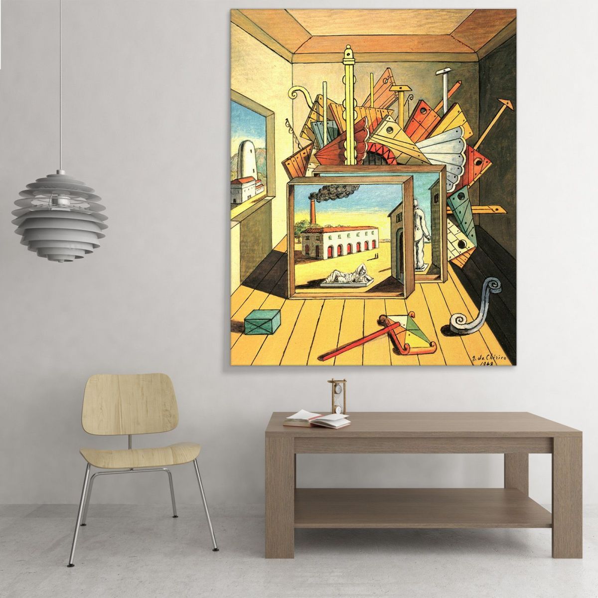 Metaphysical Interior With Factory Giorgio De Chirico gdc12 canvas print 