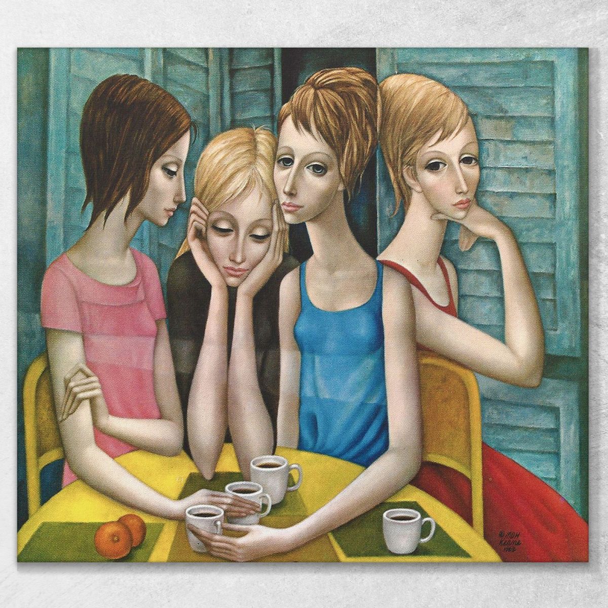 The Coffee Break Lithograph Margaret Keane mke23 canvas print 