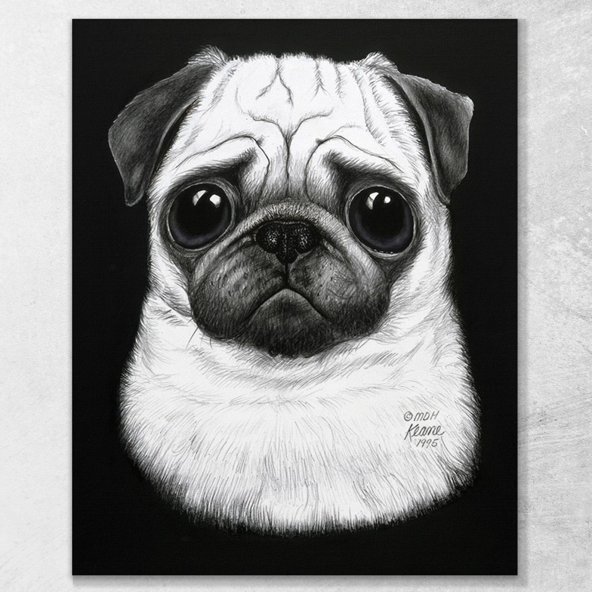 Black And White Pug Margaret Keane mke49 canvas print 