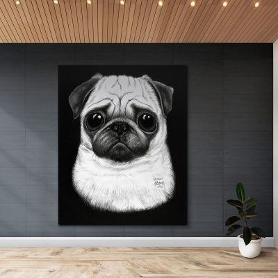 Black And White Pug Margaret Keane mke49 canvas print 