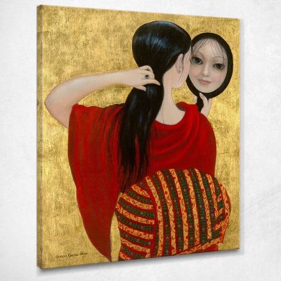 Girl And Mirror Margaret Keane mke69 canvas print 