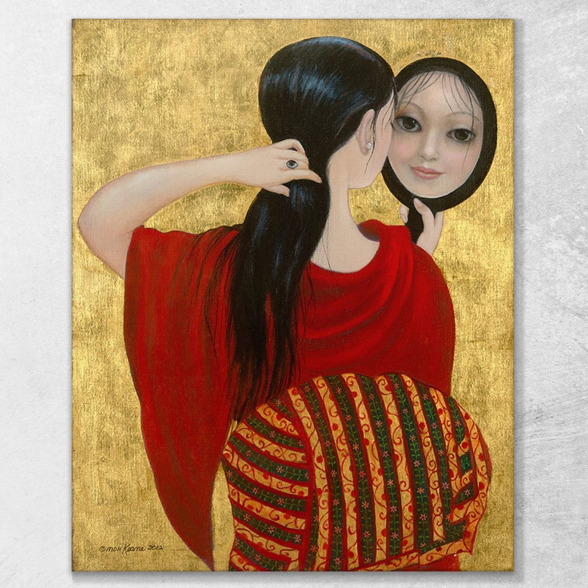 Girl And Mirror Margaret Keane mke69 canvas print 