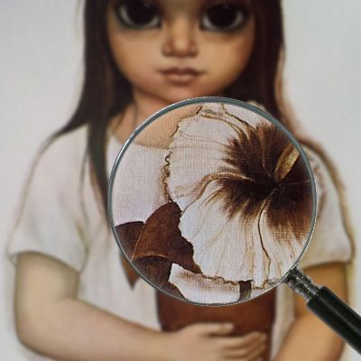 Keane Full Girl With White Flower Vase Margaret Keane mke80 canvas print