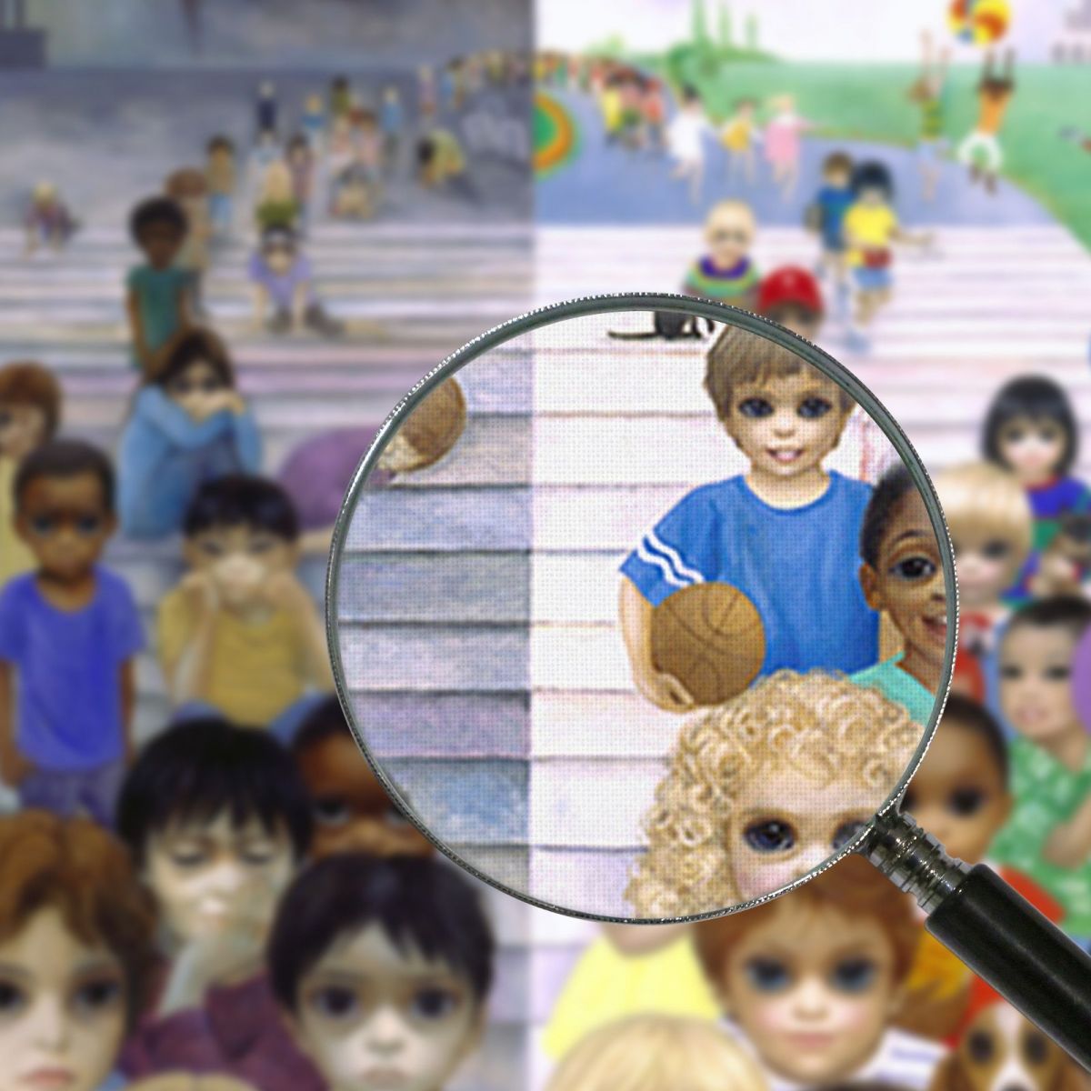 Love Makes A World Of Difference Margaret Keane mke86 canvas print