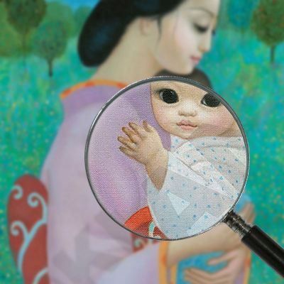 Mother And Child Margaret Keane mke91 canvas print