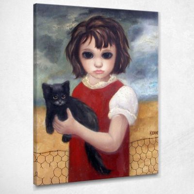 With The Black Cat Margaret Keane mke96 canvas print 