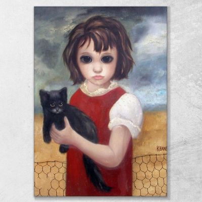 With The Black Cat Margaret Keane mke96 canvas print 