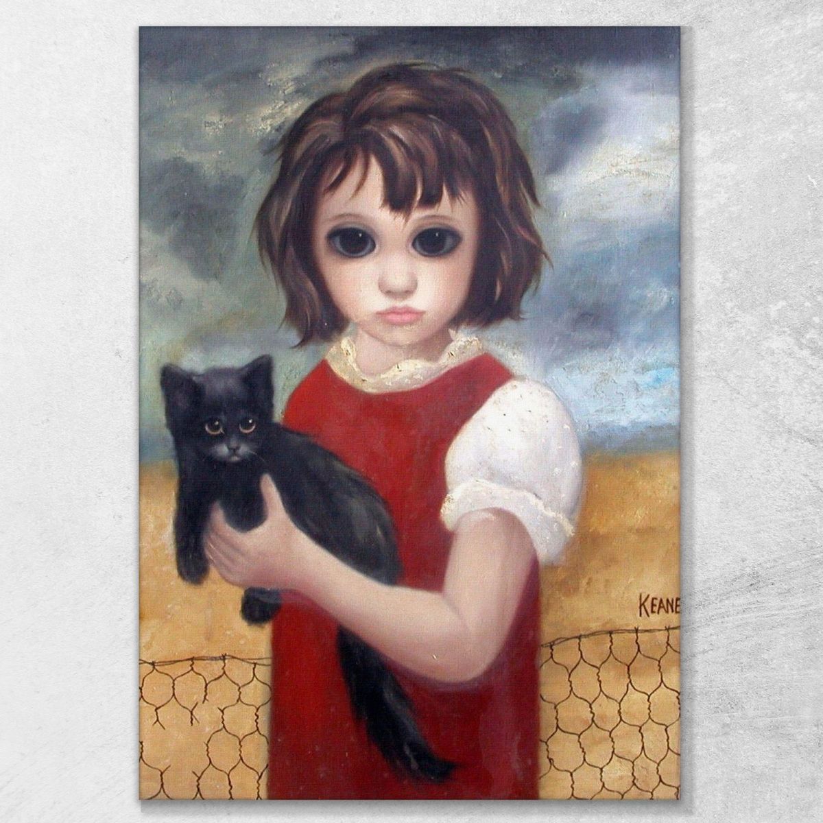 With The Black Cat Margaret Keane mke96 canvas print 