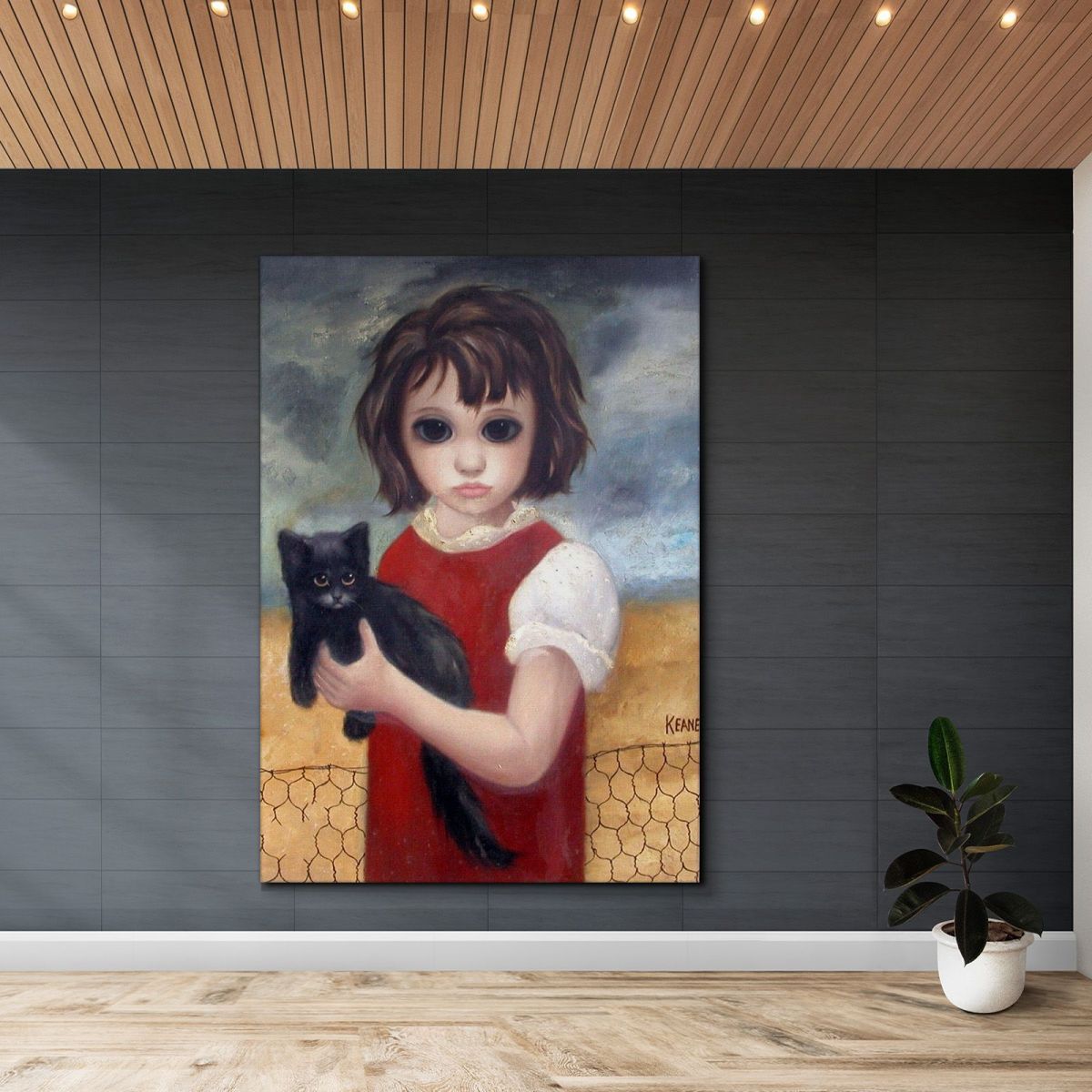 With The Black Cat Margaret Keane mke96 canvas print 