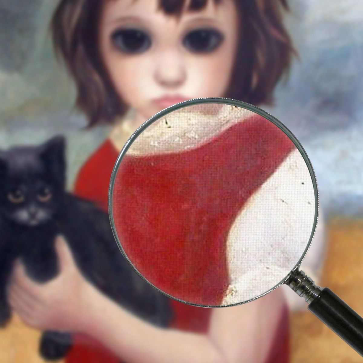 With The Black Cat Margaret Keane mke96 canvas print