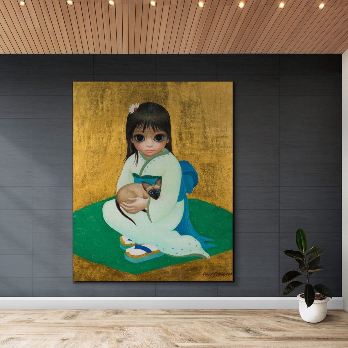 Girl In Kimono With Cat Margaret Keane mke99 canvas print 