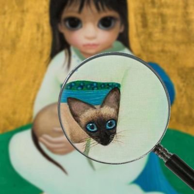 Girl In Kimono With Cat Margaret Keane mke99 canvas print