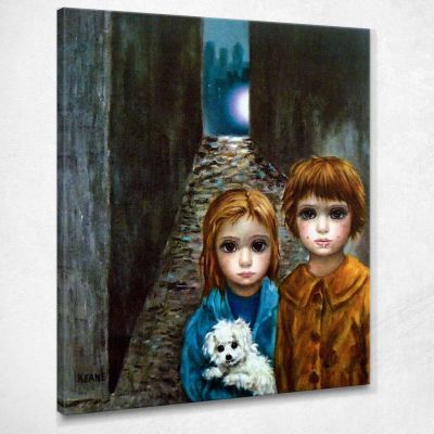 Walter Keane Two Children With White Dog Margaret Keane mke121 canvas print 