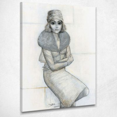 Woman In Fur Margaret Keane mke122 canvas print 