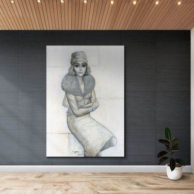 Woman In Fur Margaret Keane mke122 canvas print 