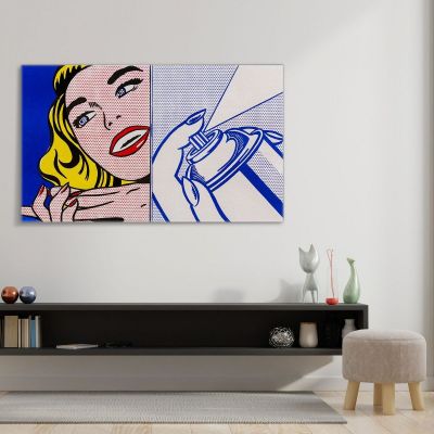 Girl And Spray Can Roy Lichtenstein rl12 canvas print 