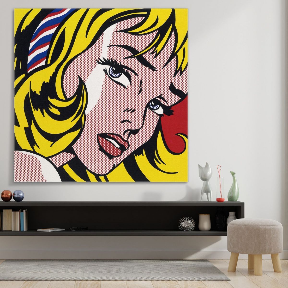 Girl With Hair Ribbon Roy Lichtenstein rl14 canvas print 