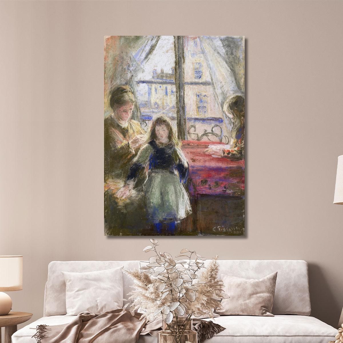 At The Window Rue Des Trois Frères 1878 Camille Pissarro cps10 canvas print